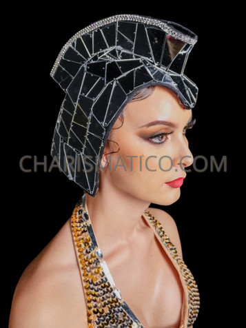 Silver Mirrorball Madness Mohawk Headdress