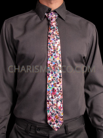 Sparkling Red Floral Necktie