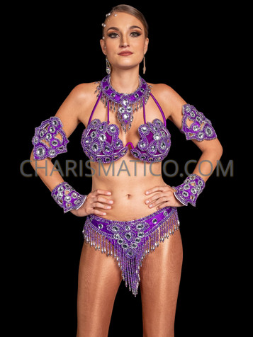 Purple Lingerie Set Butterfly Mesh