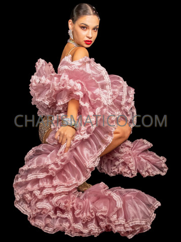 Foxy Pink Elegance Ruffle Organza Boa with Lace Trim