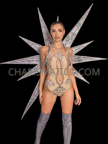 Silver Starlight Extravagant Christmas Angel Wing