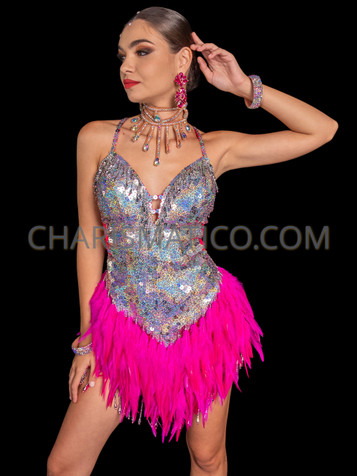 Electro Fuchsia Feather Dance Dress