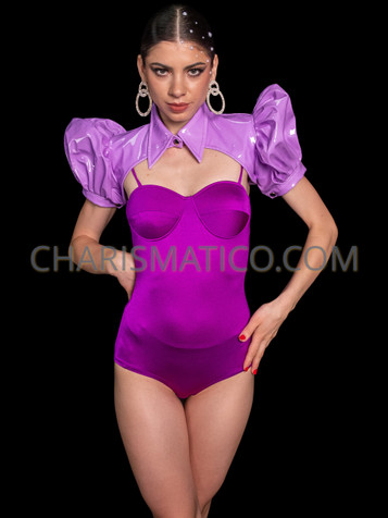 Purple Gothic Punk Bubble Sleeve Bolero