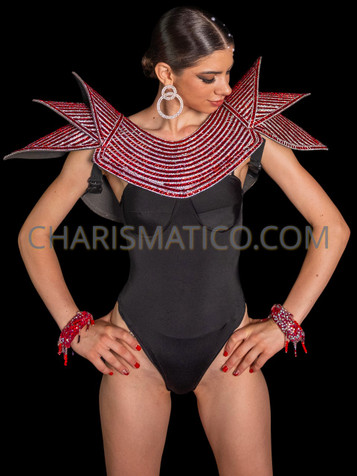 Red Triple Spikes Shoulder Armor Epaulet Collar