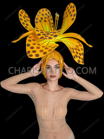 Exotic Yellow Tropical Flower Turban Headdress 