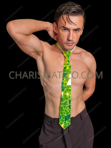 Neon Green Rave Mirror Disco Ball Necktie