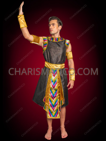 Men's Egyptian Pharaoh Costume with Vibrant Chevron Accents