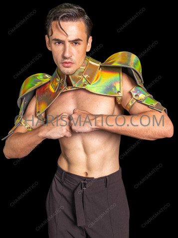 Iridescent Holographic Gladiator Shoulder Armor 