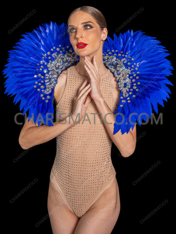 Royal Blue Feather Shoulder Wing Harness Backpack