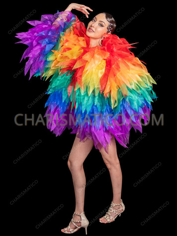 Rainbow Pride illusion Organza Drag Queen Show Jacket