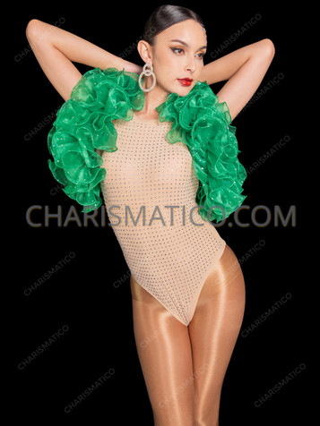 Green Sparkling Organza Ruffle Bolero Shrug
