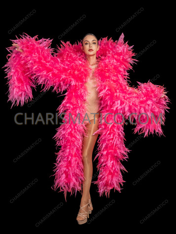 Neon Pink Giant Organza Plume Showgirl Backpack 