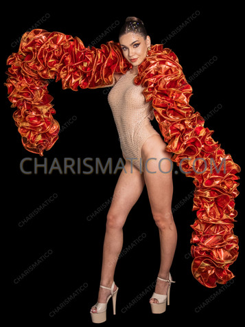 Copper Flame Metallic Shine Ruffle Showgirl Cabaret Boa