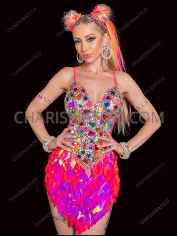Electric Candy Crush Sequin Rave Festival Dress