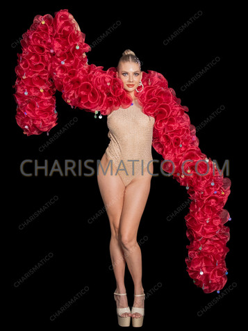 Maroon Ruffle Organza Drag Queen Cabaret Boa