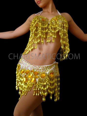 FEESHOW Women's Tribal Glitter Sparkle Belly Dance Beaded Sequined Bra Top  for Rave Cabaret Party