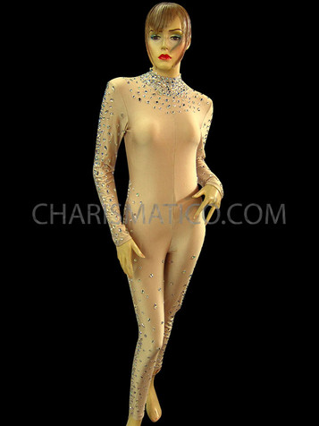 Cabaret Floor Show White Sequin Embellished Iridescent Crystal