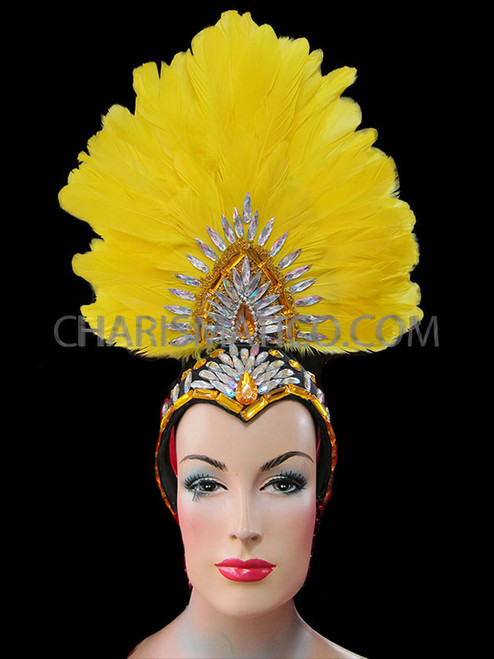Yellow Feather Cap-Style Headdress