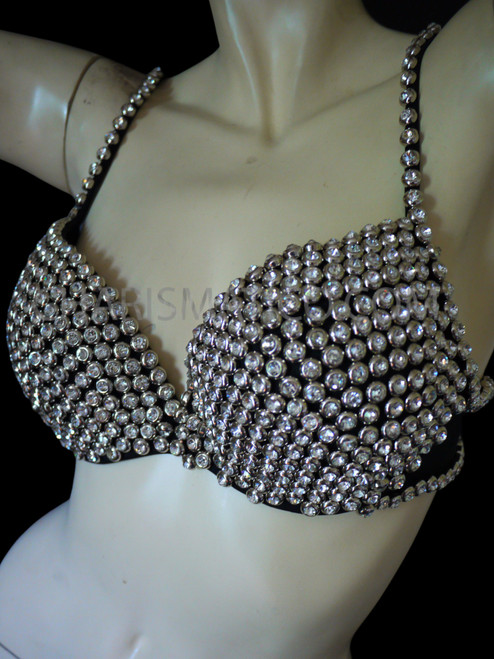 Spille computerspil kravle drag Burlesque Bra Set: Cabaret Bras - Studded Black & Silver Rhinestone Bra