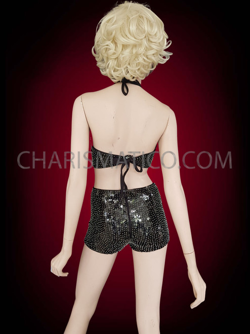 black sequin hot pants