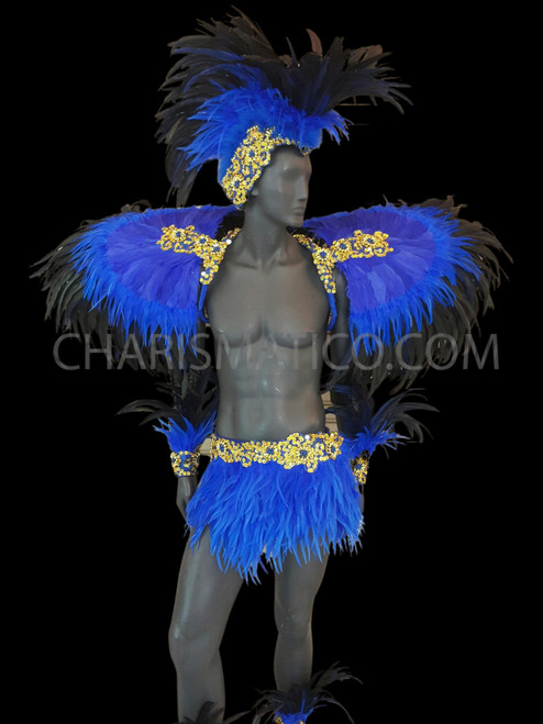 ZUCKER Feather Brazil Carnival Costume Samba Wing Set - Blue