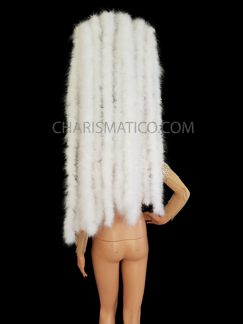 White Showgirl Feather Boa Headdress