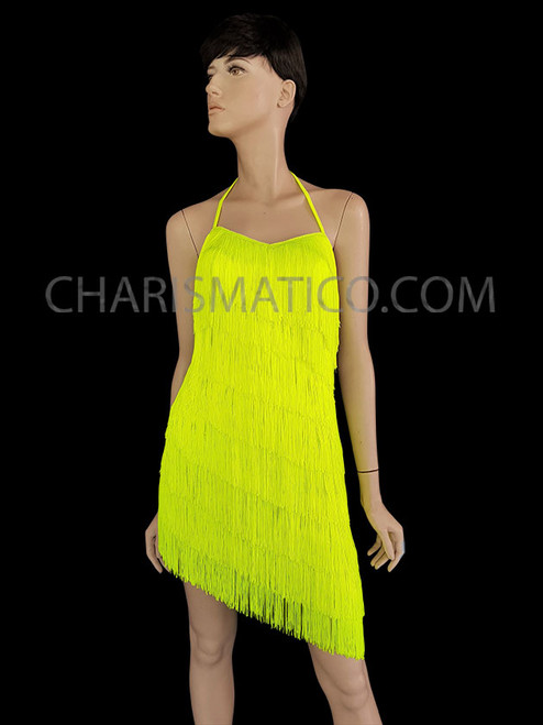 neon fringe dress
