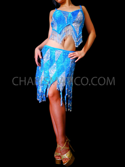 white sequin 2 piece