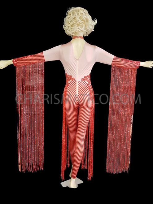 red fringe romper