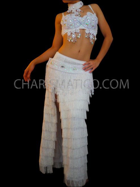 TRI COLOR OMBRE FRINGE SKIRT, for Belly Dance - 4 Color Combinations -  Dahlal Internationale