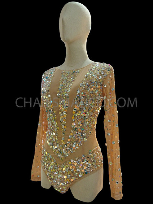 Gold Accented Toned Long Sleeve Dance