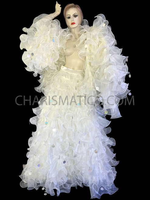 white ruffle skirt jacket