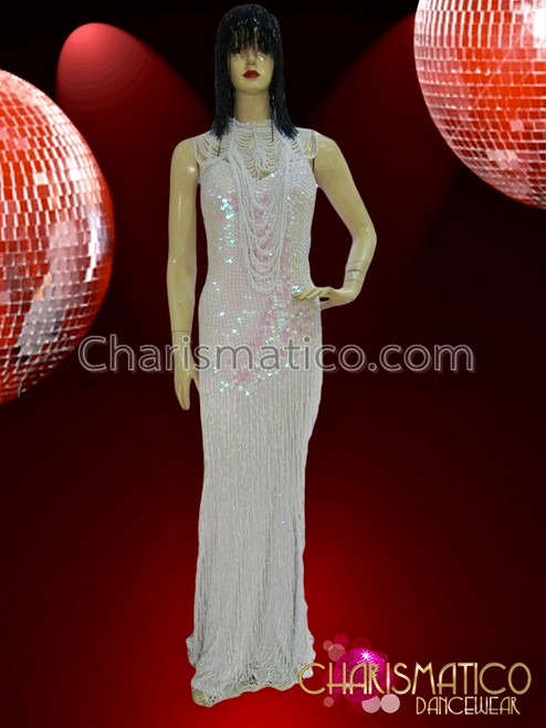 long white sequin gown