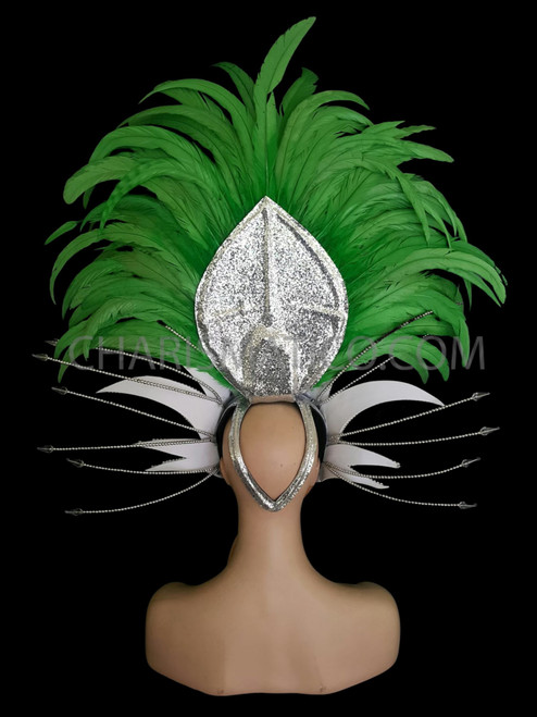 Drag Queen Green Feather Headdress