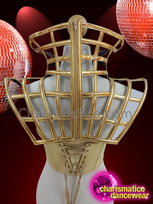 Diva Gold Cage Show Girl Lady Gaga Top