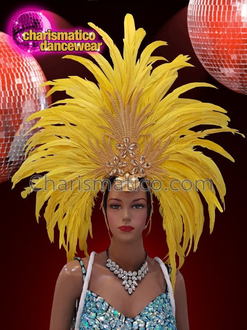 Yellow Feather Silver Gold Sequinned 