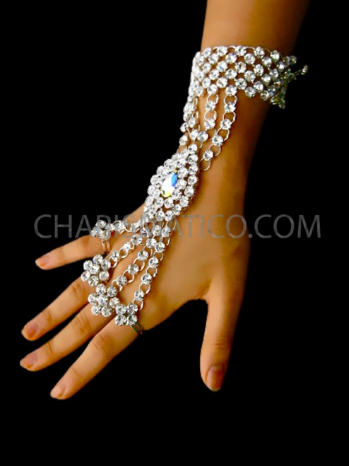 Elegant White Color Gold Plated Finger Ring Bracelet Hand Harness Hathphool  for Girls & Women