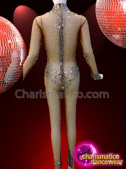Sexy Crystallized Diva Show Girl Show Time Cat Suit