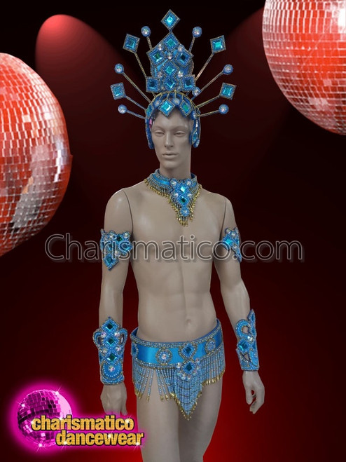Dronning analysere fugtighed Blue And Silver Sequinned Men Diva Samba Costume Set