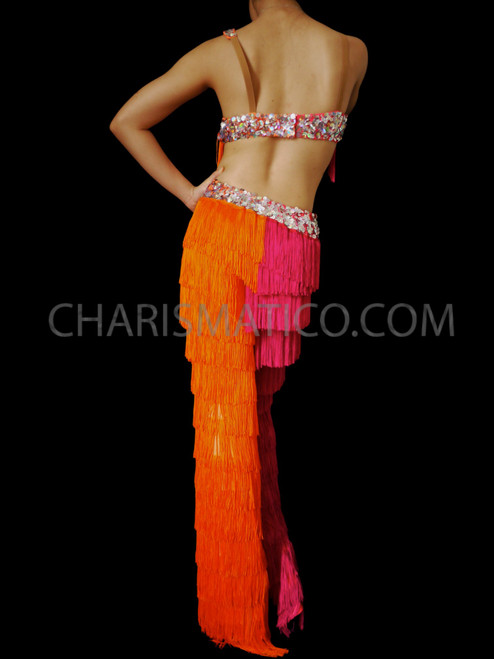Fuchsia And Orange Latin Heat Krupa Salsa Wow Fringe Dancing Star Pants