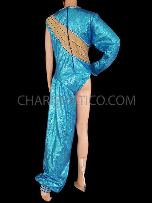 Cher It's A Woman's World Blue Sequin Costume Jumpsuit