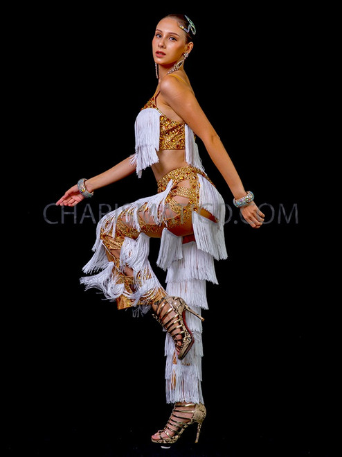 White Crystallized Dance Latin Salsa 