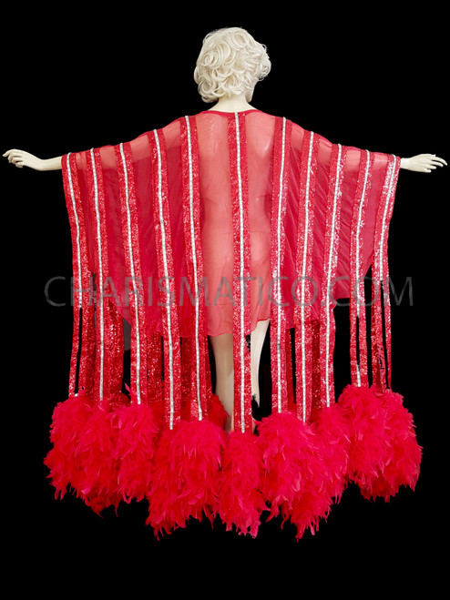 red sequin cape