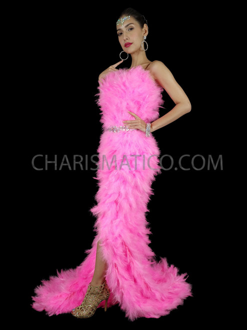 Diva Plush Pink Feather Gown Extravaganza