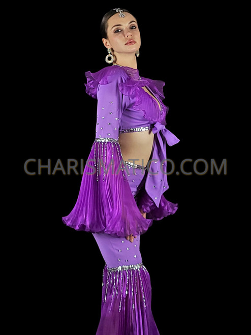 Purple Abba Retro Disco Top And Matching Bell Bottom Pants