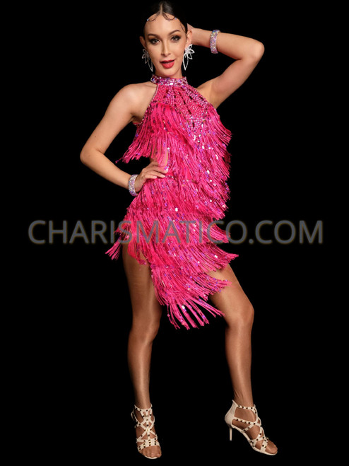 3 Chevron Deluxe Hot Pink Beaded Fringe: Glitz and Glamour