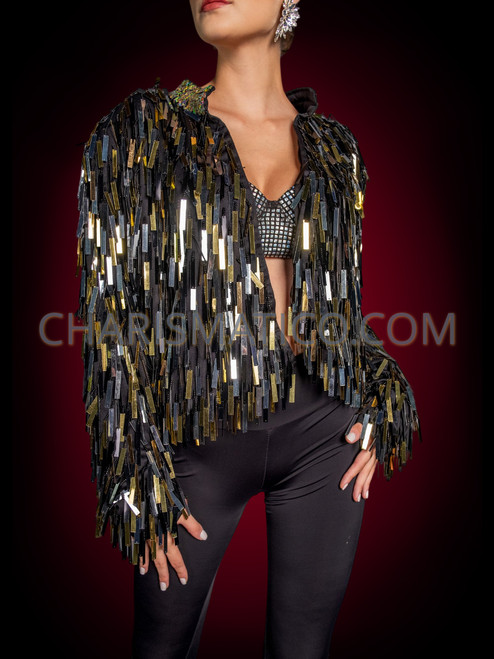 Swift Away Tinsel Rectangular Sequin Jacket