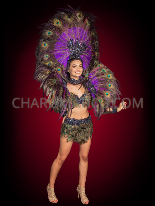 Star Cutouts Purple Peacock Lady Carnival Cardboard Cutout - 194cm Tall, Party & Event Decor