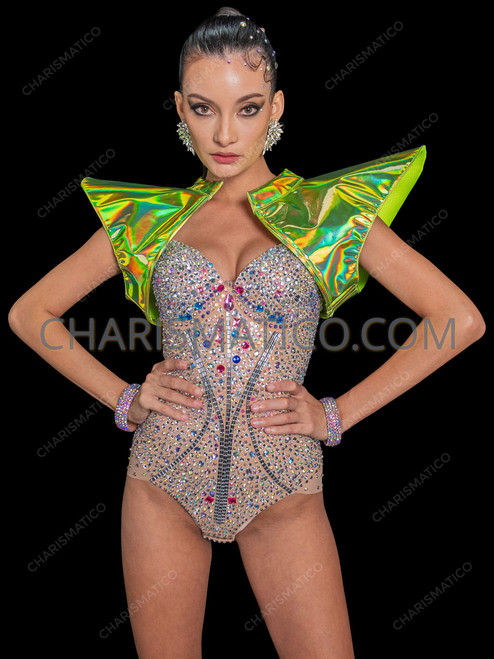Lime Green Spiked Vinyl Festival Bolero Shrug