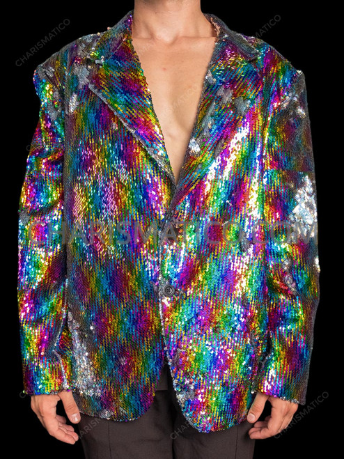 Dazzling Rainbow Pride Sequin Showman Blazer